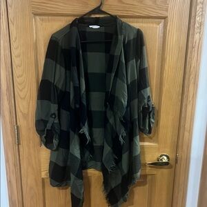 Plaid Green and Black Open Front Cardigan maurices
